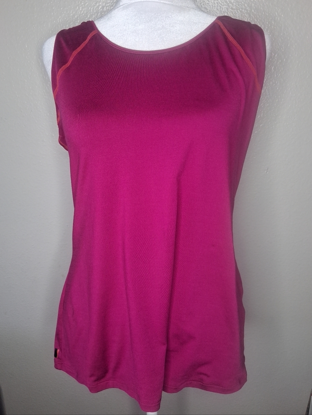 Spanx XL Tank Top Hot Pink Sheer Ruched Back Stretch Workout Athleisure Gym